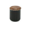 Canister ORIGAMI coloris noir en porcelaine et bois d'acacia