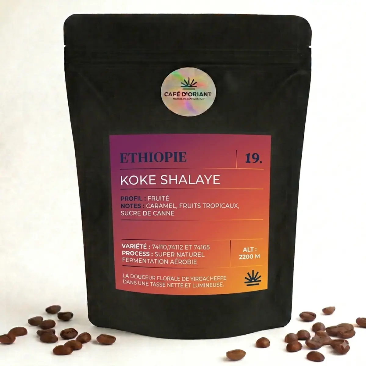 Sachet de café Éthiopie Koke Shalaye, super nature – torréfacteur Café d'Oriant Lorient